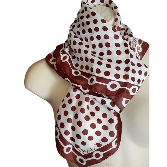 Vintage Signed Vera Scarf Polka Contrasting Border Hand Rolled Silk Square 31" - Picture 5 of 9